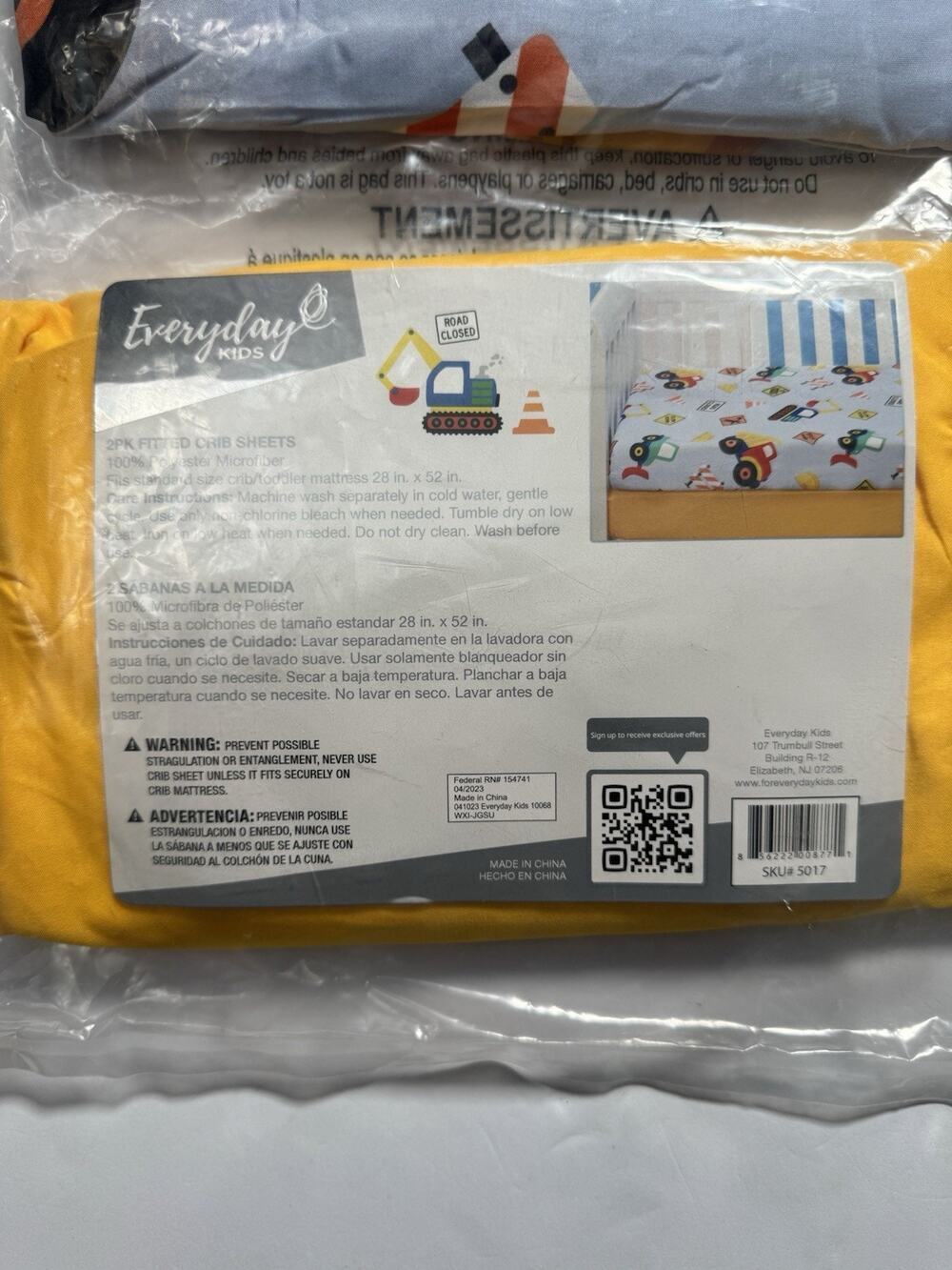 Everyday Kids 2 Pack Fitted Crib Sheets Construction Trucks Yellow Microfiber